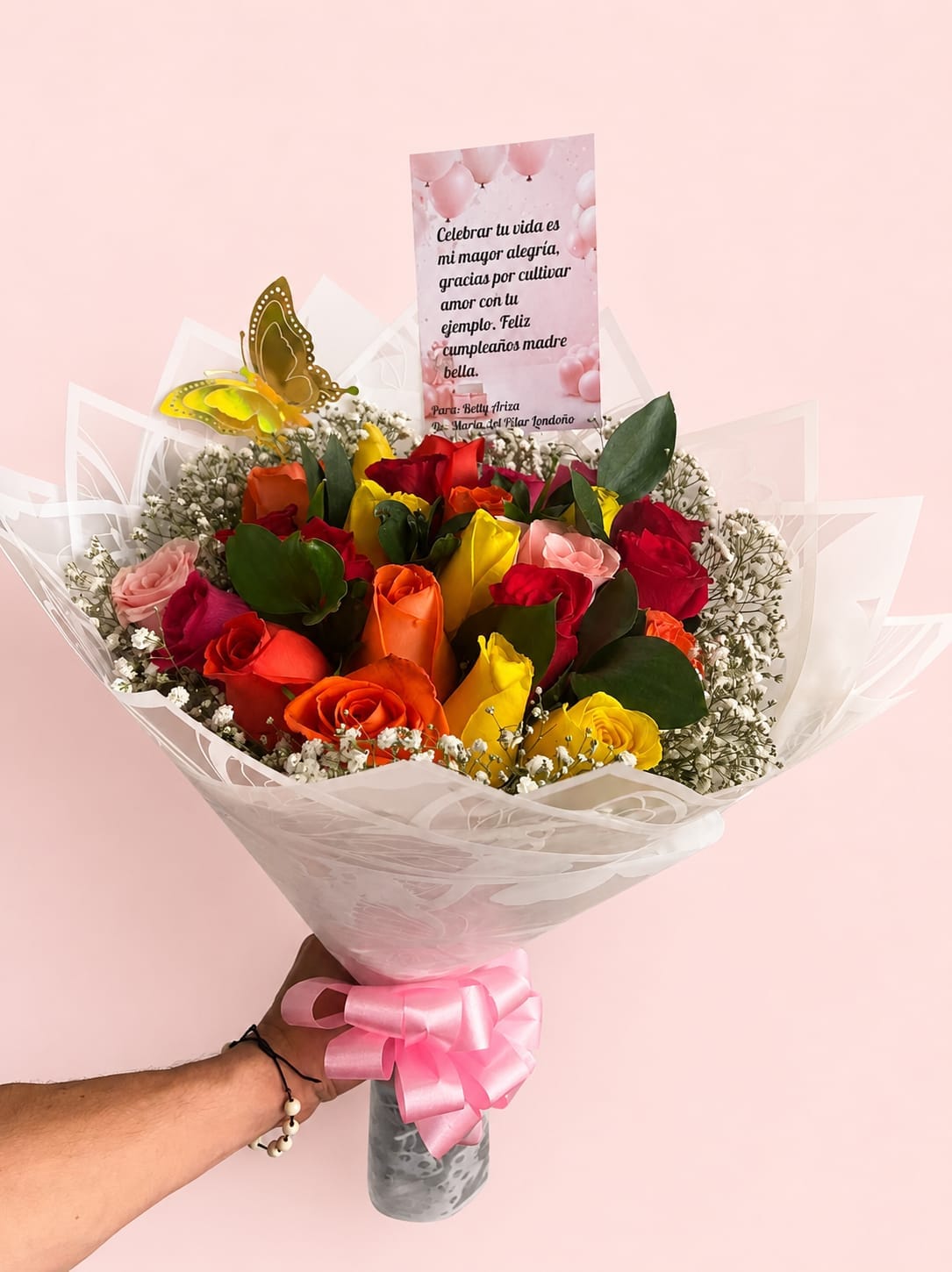 Bouquet Arcoíris de Amor – 24 Rosas de Colores
