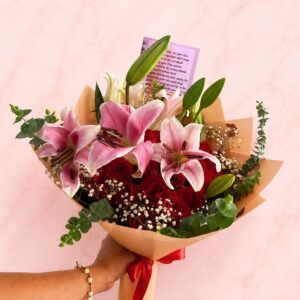 Bouquet Elegancia Imperial-30 Rosas y 5 Lirios