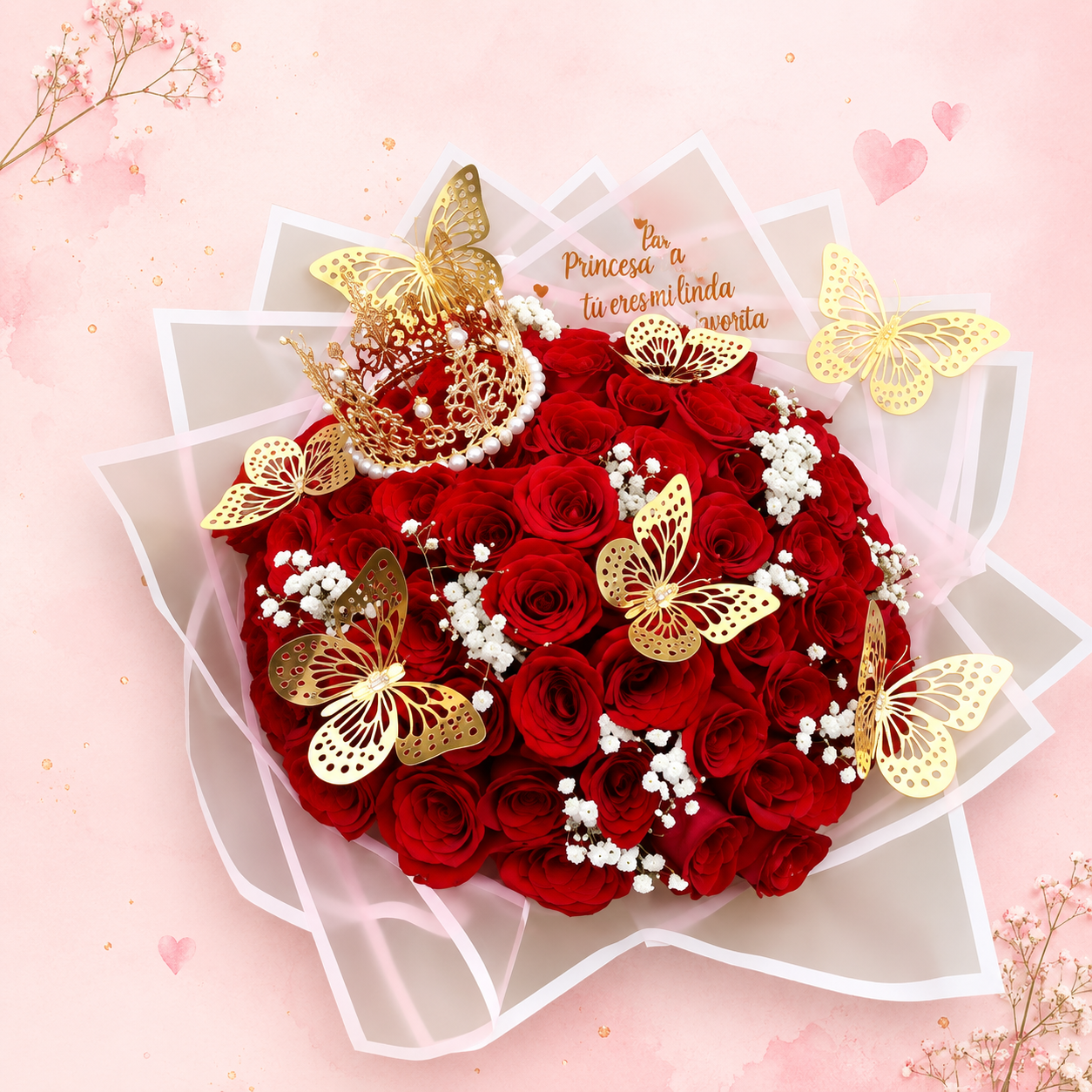 Bouquet Reina de Corazones de 70 Rosas