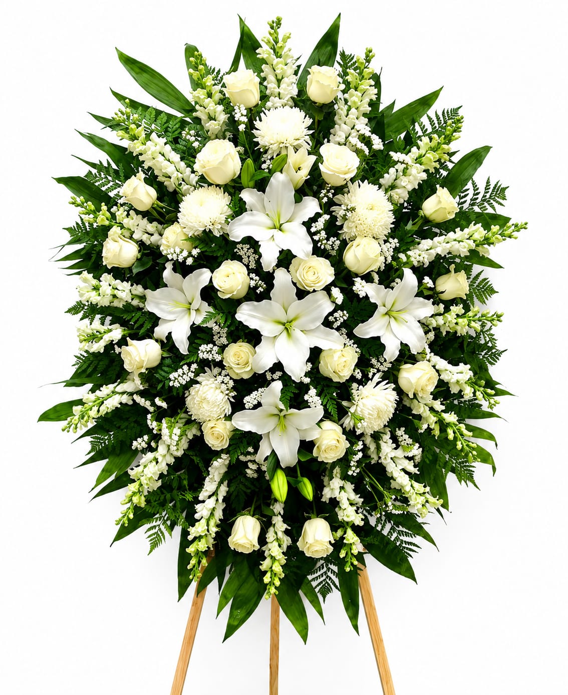 Corona funebre en rosas blancas y lirios Chipre Manizales Caldas Colombia