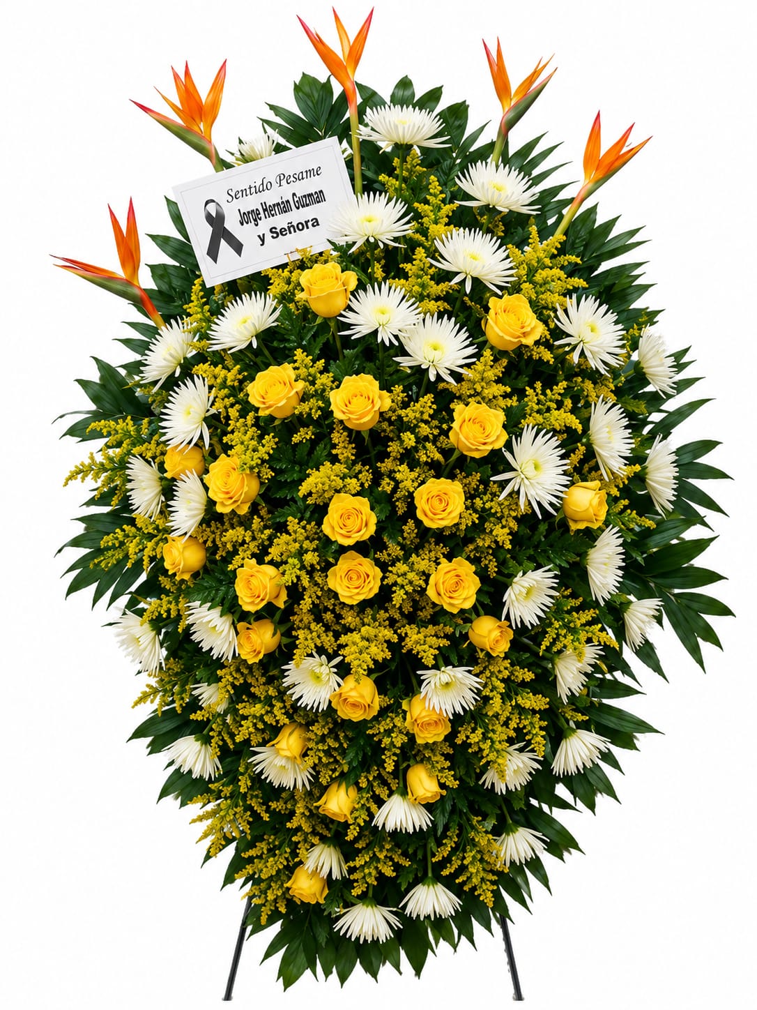 Corona Funebre en Rosas Amarillas y Rlores Blancas Chipre Manizales Caldas Colombia