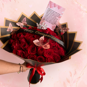Ramo Princesa de Cumpleaños – 50 Rosas Rojas