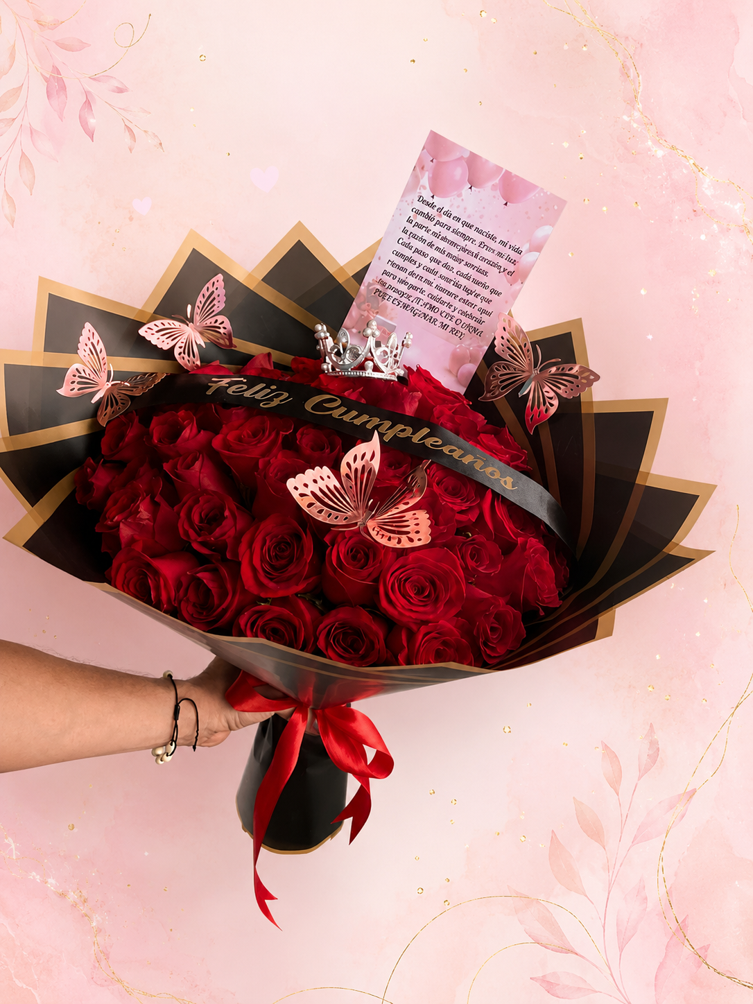Ramo Princesa de Cumpleaños – 50 Rosas Rojas