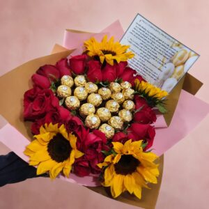 Corazón Dorado de Amor y Girasoles